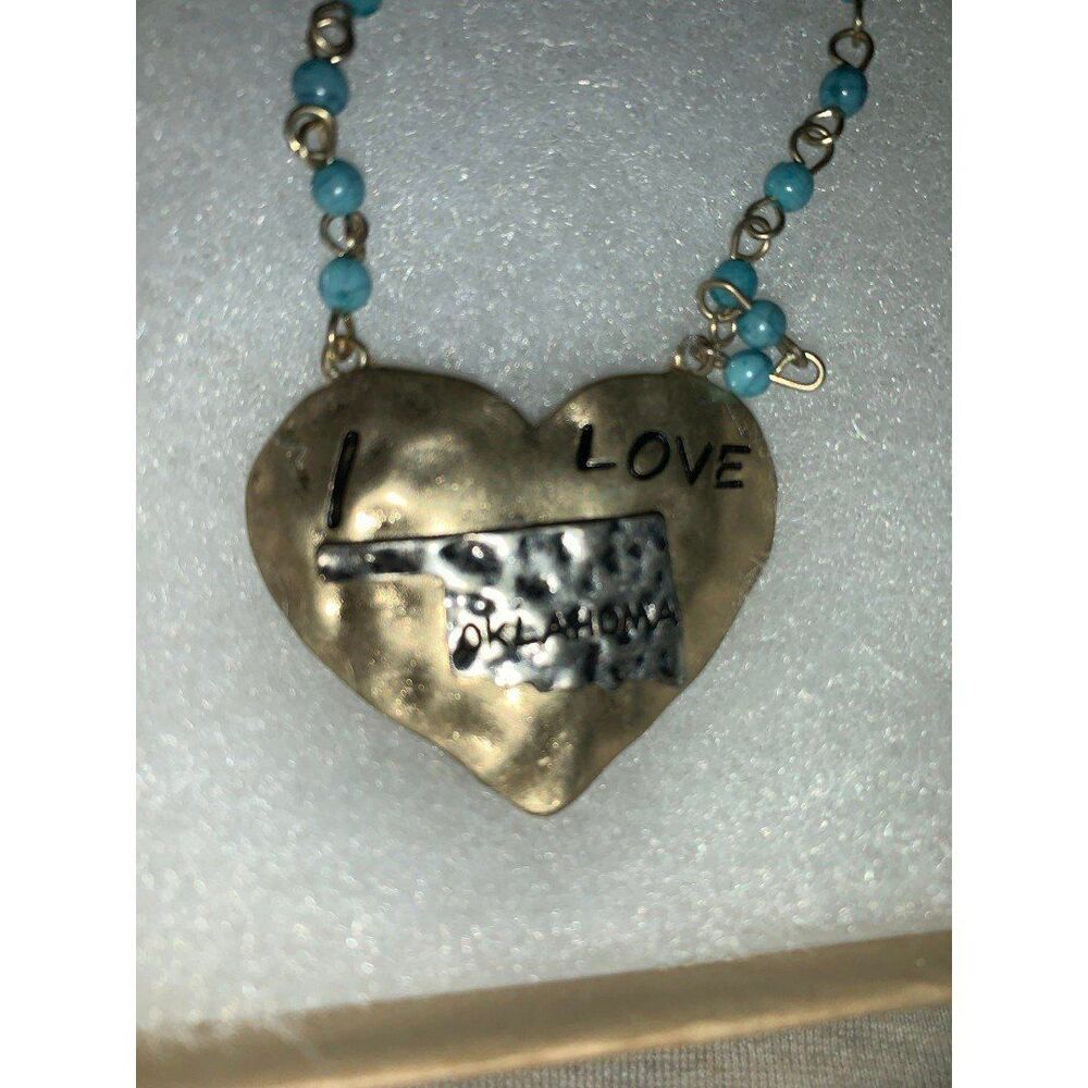 New “I Heart Oklahoma” hammered heart necklace